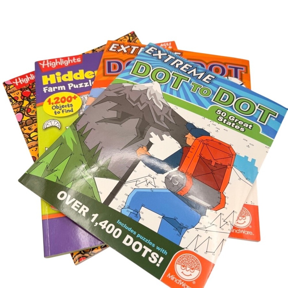 Highlights Kids‎ Hidden Pictures & MindWare Extreme Dot to Dot Activity Book Lot